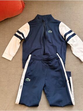 Lacoste Navy and White Kids Track Jacket & Pants Set